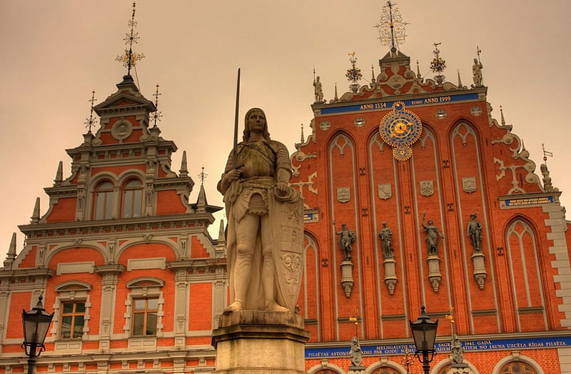 House Of Blackheads, city, Riga, travel, Latvia, HD wallpaper