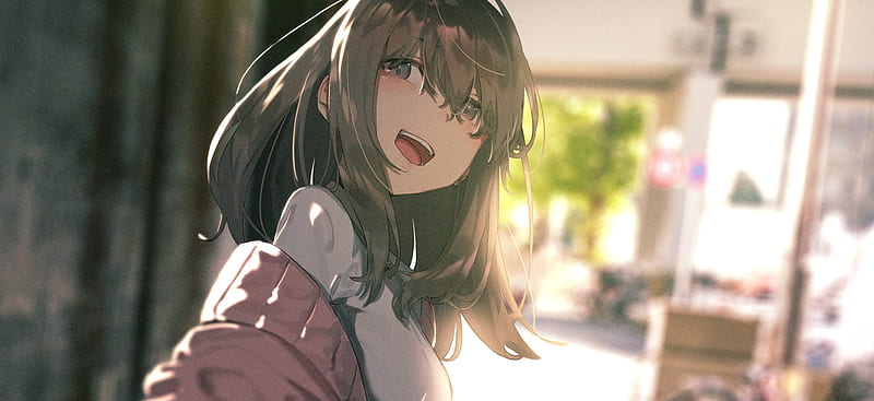 anime girl, choker, smiling, cute, Anime, HD wallpaper