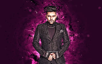 Guru Randhawa violet neon lights, indian singer, music stars, creative,  Gursharanjot Singh Randhawa, HD wallpaper | Peakpx