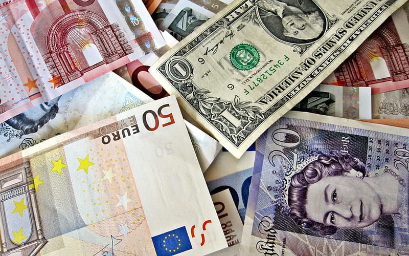 money, dollars, euros, currency, pound, banknote, HD wallpaper