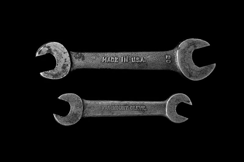 two gray open wrenches, HD wallpaper