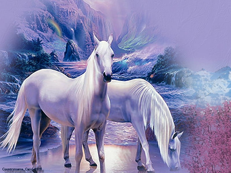 Mystic beauty, horse, blue, winter, animal, HD wallpaper