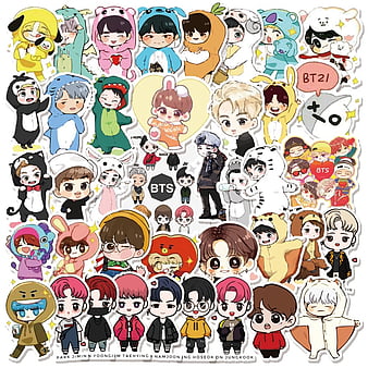 BTS Cartoon Bias stickers Pack of 40 PCS, Jungkook Cartoon, HD phone  wallpaper | Peakpx
