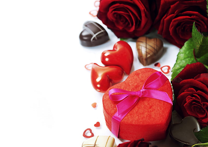 Holiday, Valentine's Day, Gift, Heart, Romantic, Rose, Still Life, HD wallpaper