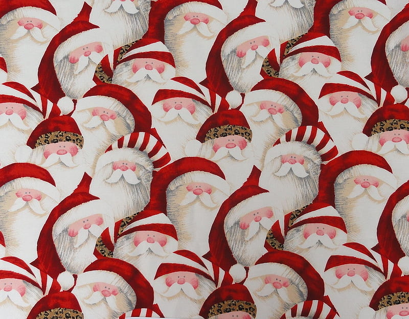 Many Santas, textures, santa, panel, fabric, claus, HD wallpaper
