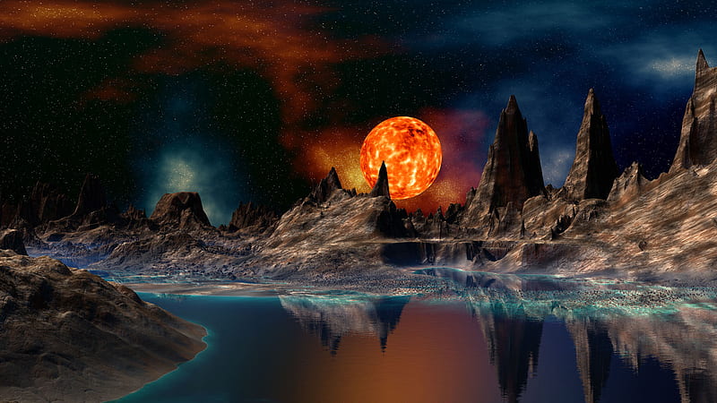 moons planets landscapes 1920x1080 background