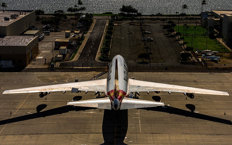 Boeing 747, passenger plane, airport, runway, B747-200, Kalitta Air, HD wallpaper