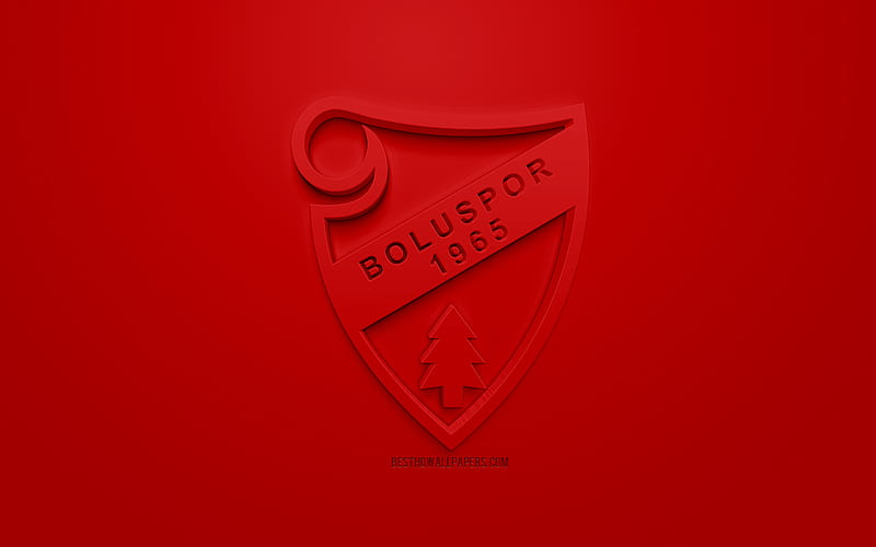 Boluspor, creative 3D logo, red background, 3d emblem, Turkish Football club, 1 Lig, Bolu, Turkey, TFF First League, 3d art, football, 3d logo, HD wallpaper