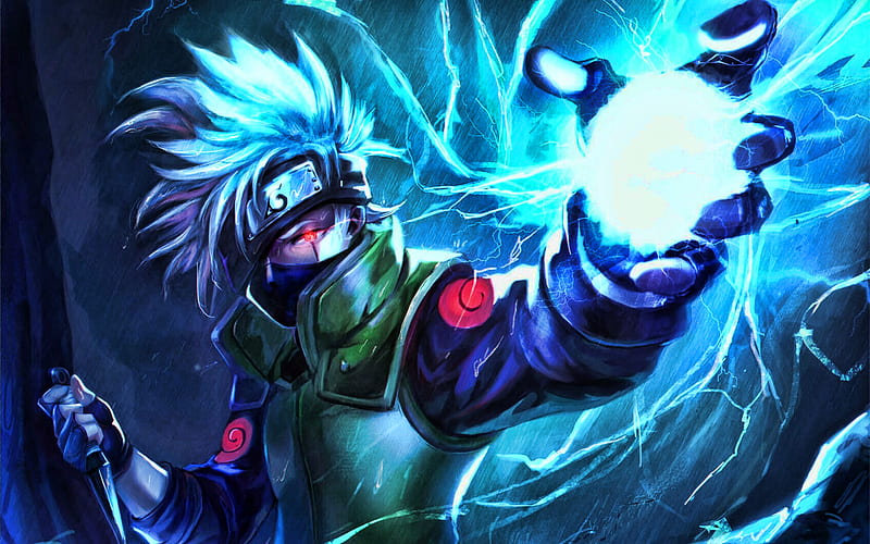 Kakashi Hatake, battle, Naruto characters, artwork, Sharingan, Hatake Kakashi, manga, samurai, Naruto, HD wallpaper