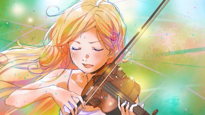 Shigatsu wa Kimi no Uso Miyazono Kaori #sky blond hair musical instrument  #violin #720P #wallpaper #hdwallpaper #desktop