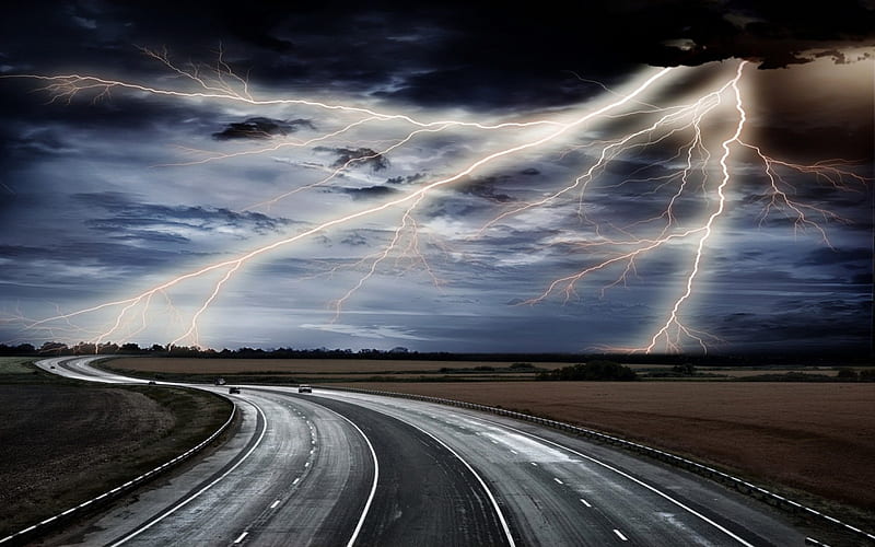 The storm-highway, highway, road, The storm, landscape, HD wallpaper ...