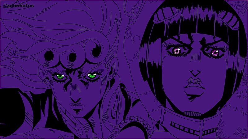 Jojo Bruno Buccellati With Pink Eyes And Giorno Giovanna With Green Eyes Full Of Purple Anime, HD wallpaper