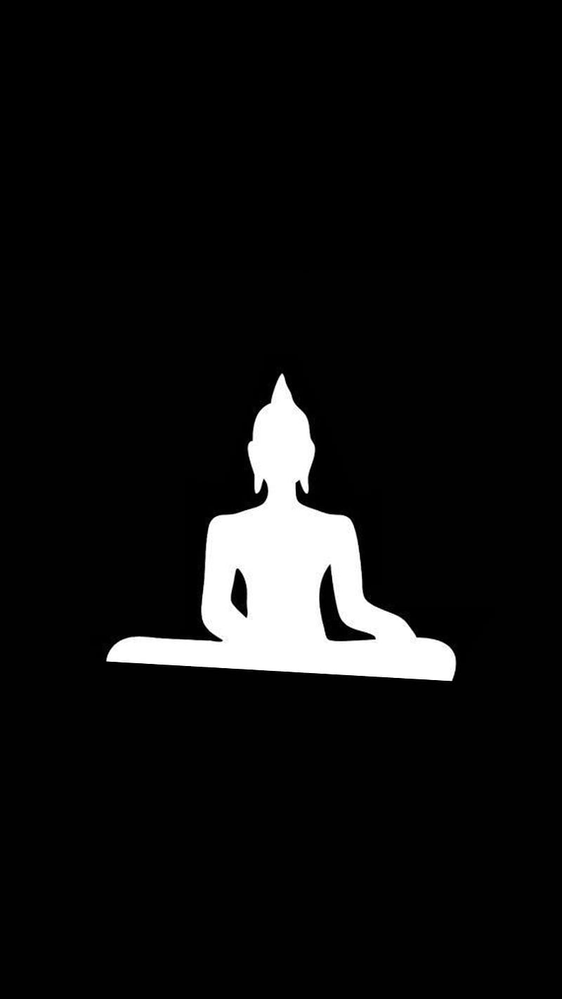 Buddha, black, white, HD phone wallpaper