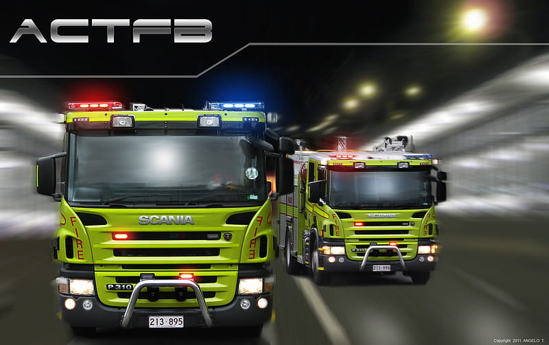 A.C.T. Fire Brigade Scania P310 Pumpers, fire trucks, australia, fire department, canberra, fire engines, HD wallpaper