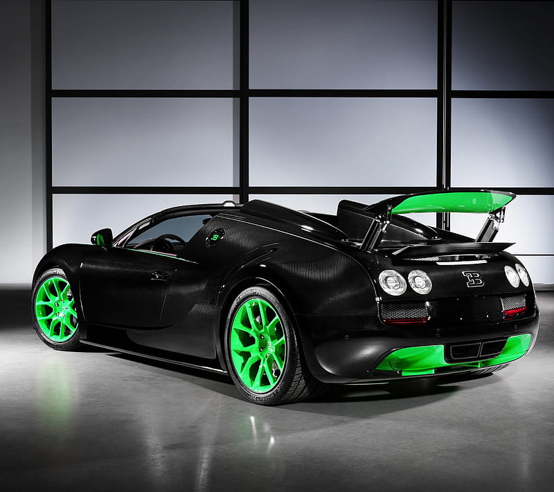 Bugatti Green, auto, car, carbon, fiber, fibre, veyron, HD wallpaper