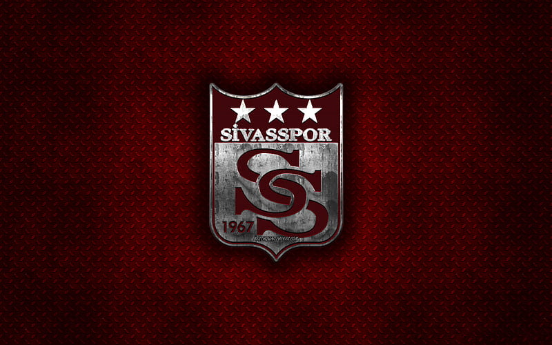 Sivasspor, Turkish football club, red metal texture, metal logo, emblem, Sivas, Turkey, Super Lig, creative art, football, HD wallpaper