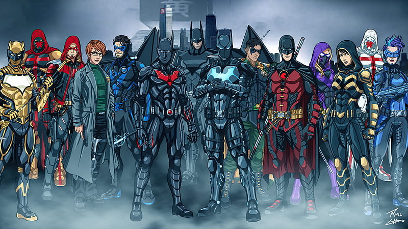 Batman Beyond The Kingdom , batman, batwing, red-hood, nightwing, robin, superheroes, artist, artwork, digital-art, HD wallpaper