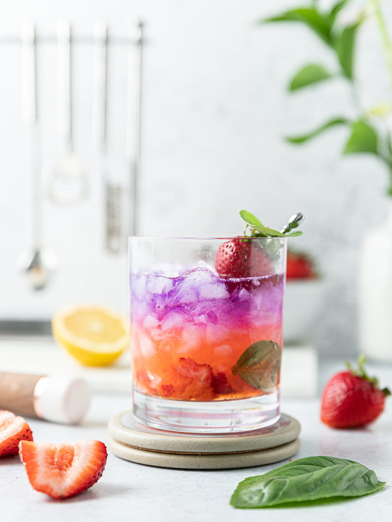 drink, strawberries, ice, fruit, mint, HD phone wallpaper