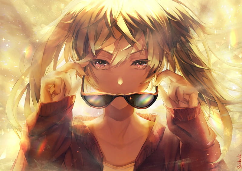Hatsune Miku, glitter, manga, red hod, sunglasses, girl, anime, hand, face,  eyes, HD wallpaper | Peakpx