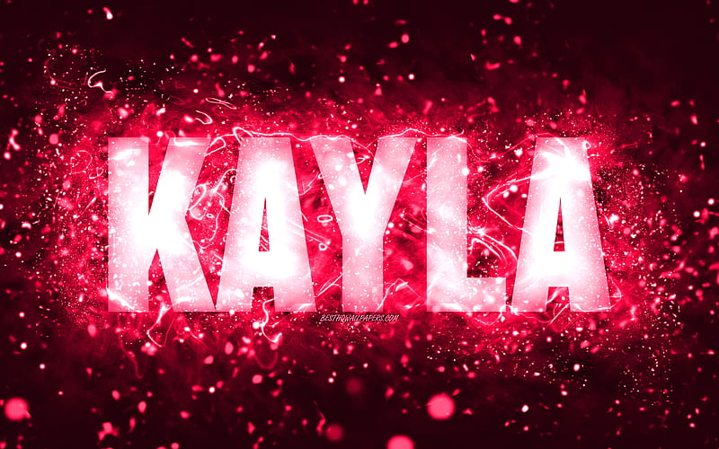 Happy Birtay Kayla pink neon lights, Kayla name, creative, Kayla Happy Birtay, Kayla Birtay, popular american female names, with Kayla name, Kayla, HD wallpaper