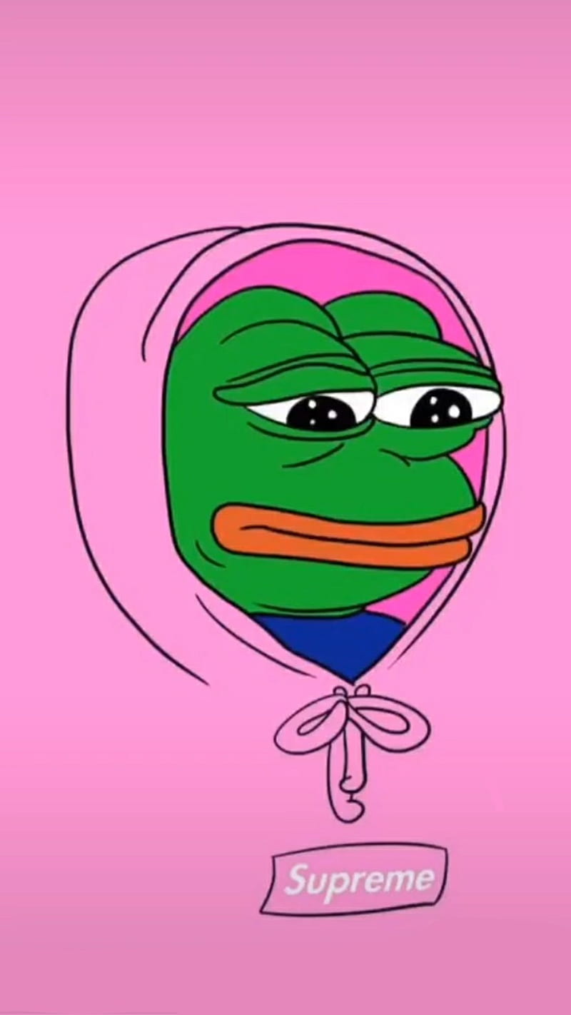 Sad Pink Frog, pepe, supreme, HD phone wallpaper