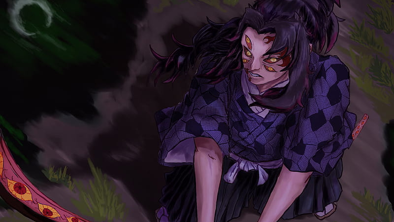 Demon Slayer Kimetsu no Yaiba Kokushibou Sitting On Ground Anime, HD wallpaper