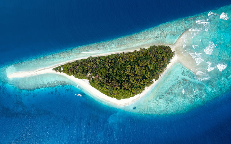 Maldive Travel Fish Island Aerial graphy, HD wallpaper