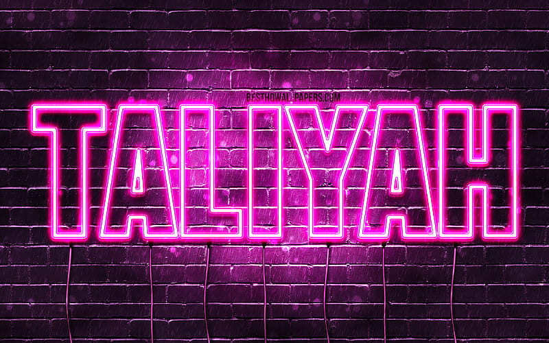 Taliyah with names, female names, Taliyah name, purple neon lights, Happy Birtay Taliyah, with Taliyah name, HD wallpaper