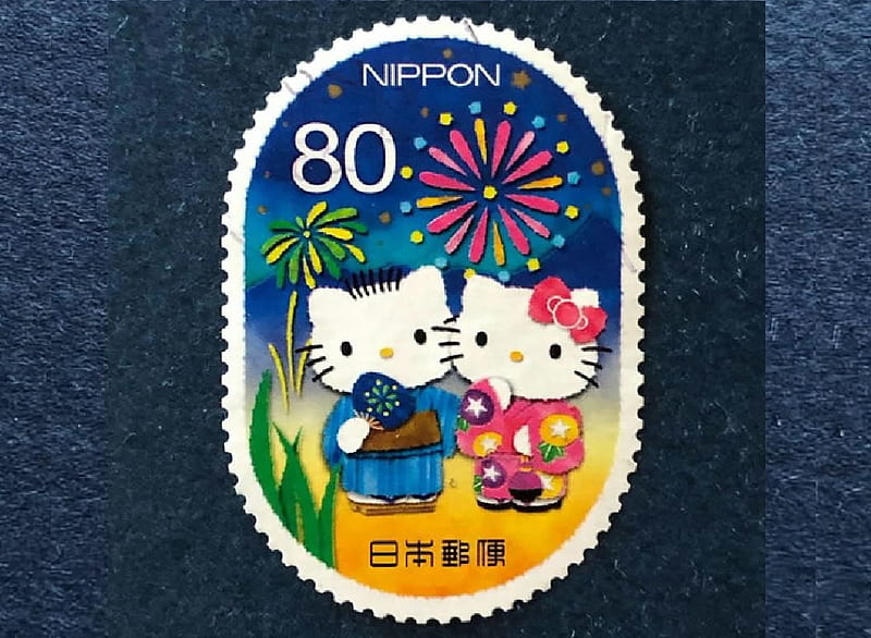 Japan postage stamp, stamp, Kittie, Cat, Japan, Philately, HD wallpaper