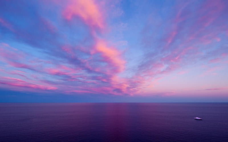 A Sea Cruise at Twilight, Sea, Sky, Cruise, Oceans, Twilight, Travel, Sunsets, Nature, HD wallpaper