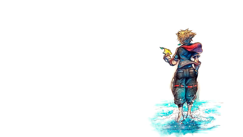 kingdom hearts 3 sora on side with white background games, HD wallpaper
