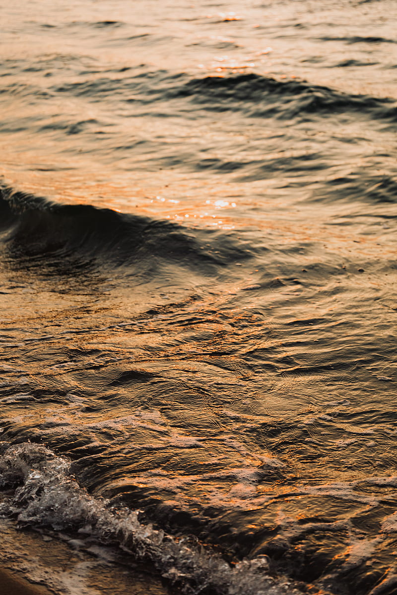 Water Waves on Brown Sand, HD phone wallpaper