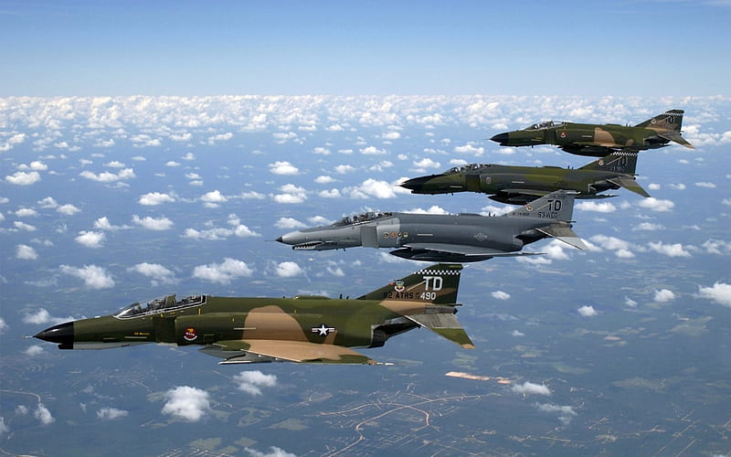 F-4 Phantom , tandem two-seat, fighter, Entropy, phantom, fighter-bomber f 4, HD wallpaper