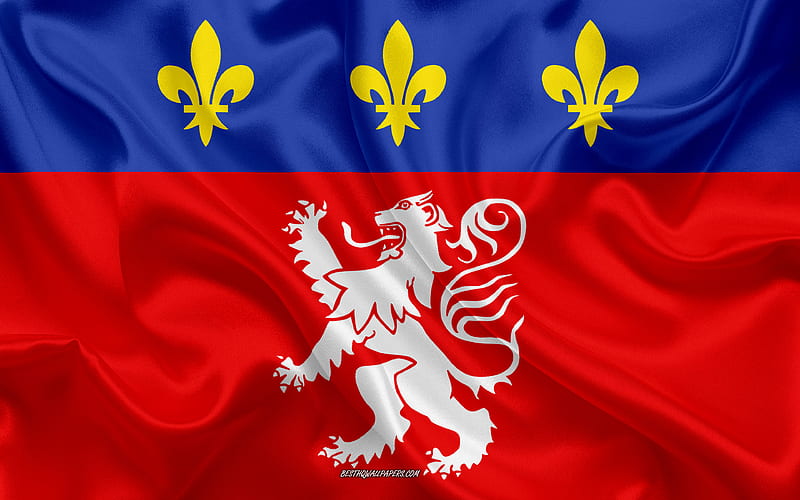Flag of Lyonnais French region, silk flag, regions of France, silk texture, Lyonnais flag, creative art, Lyonnais, France, HD wallpaper