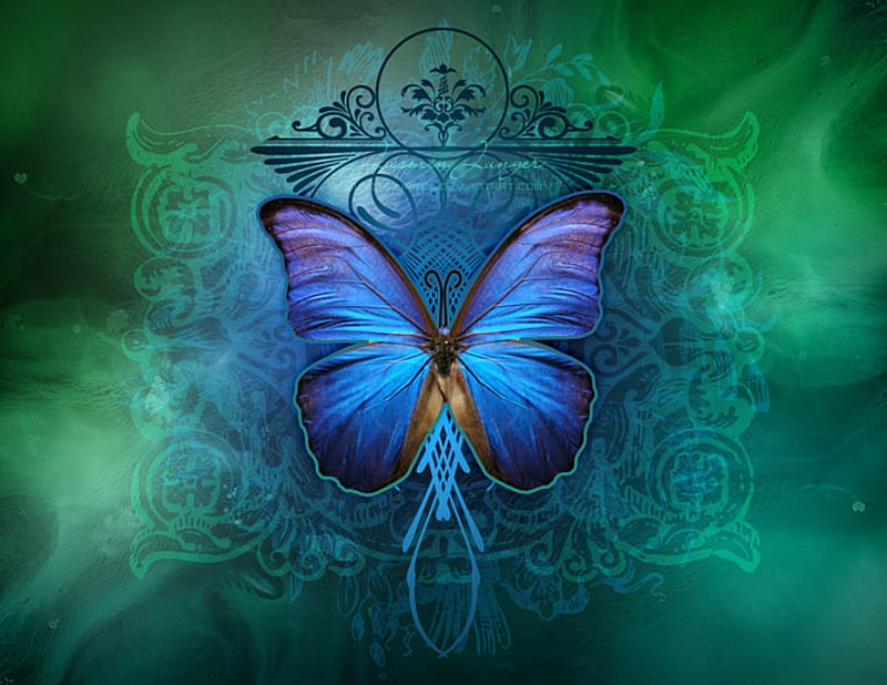 BUTTERFLY BLUE, desenho, butterfly, green, blue, HD wallpaper | Peakpx