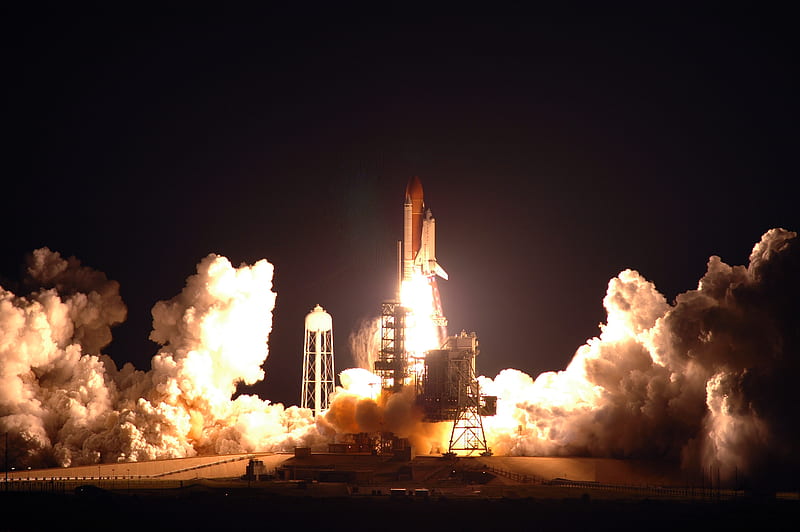 Shuttle Launch, space, dark, smoke, shuttle, heat, HD wallpaper