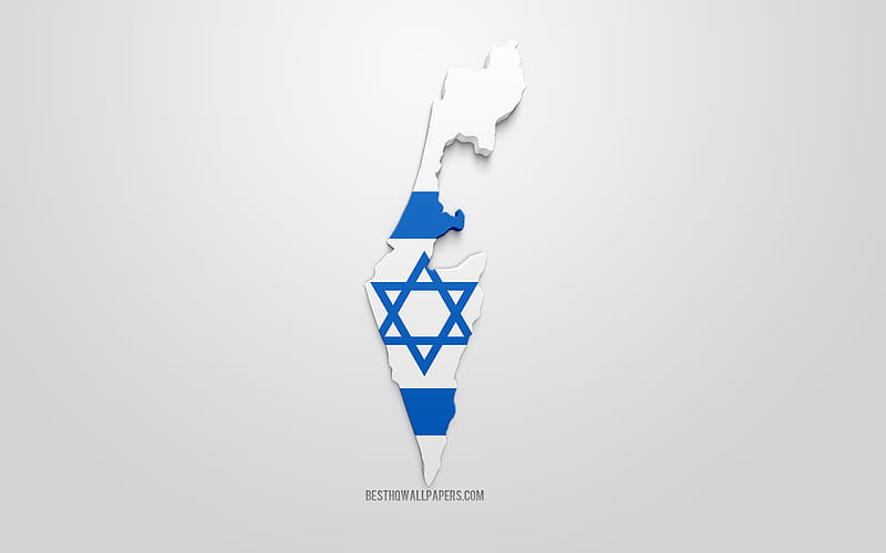 3d flag of Israel, map silhouette of Israel, 3d art, Israel flag, Asia, Israel, geography, Israel 3d silhouette, HD wallpaper