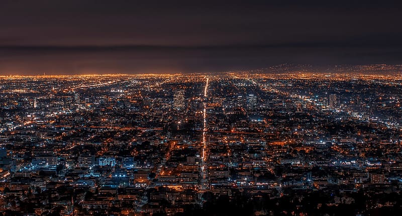 Cities, Night, Usa, City, Horizon, Cityscape, Los Angeles, HD wallpaper