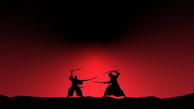 Samurai Fight, artist, artwork, digital-art, samurai, HD wallpaper