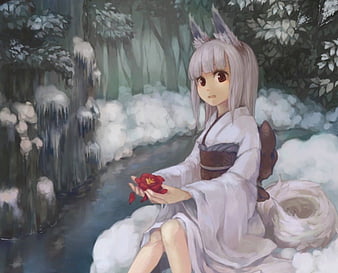 Snow Fox, stream, nekomimi, wet, kitsune, neko, floral, anime, yukata, neko mimi, HD wallpaper | Peakpx Snow Fox, stream, nekomimi, wet, kitsune, neko, floral, anime, yukata, neko mimi, HD wallpaper | Peakpx