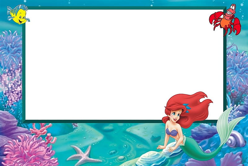 Little mermaid card, little, redhead, frame, mermaid, sirena, card, fantasy, ariel, disney, HD wallpaper