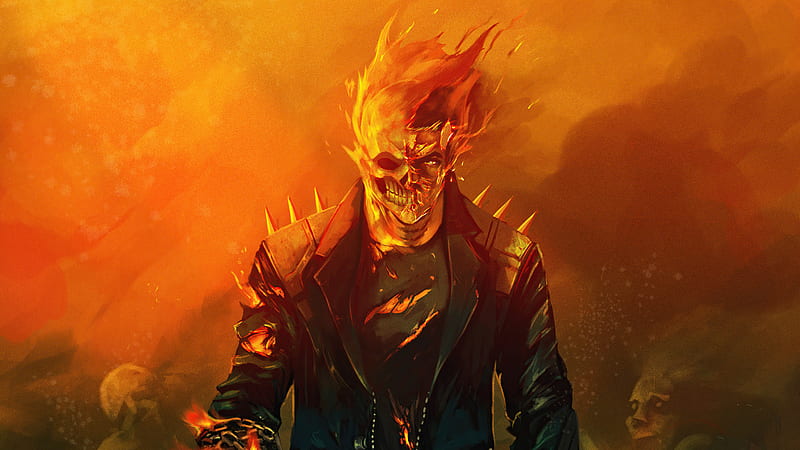 Ghost Rider Flame Hero , ghost-rider, superheroes, artist, artwork, digital-art, artstation, HD wallpaper
