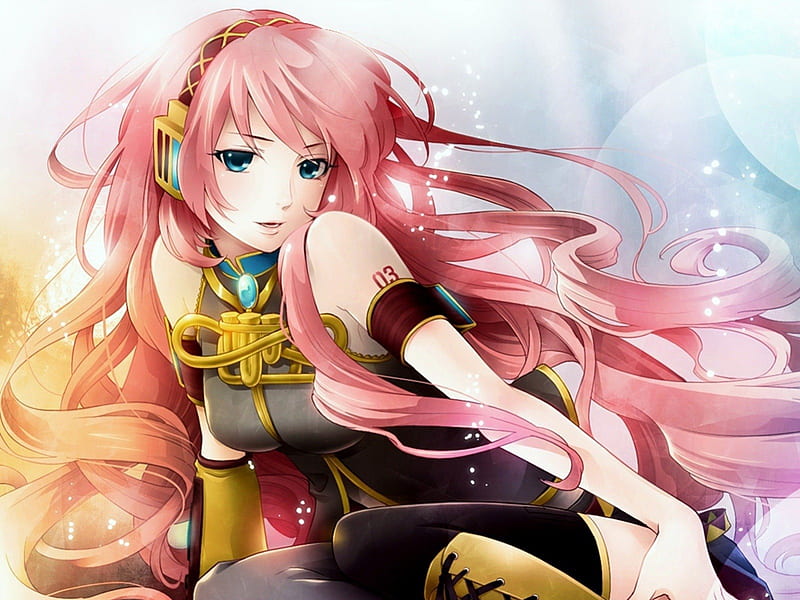 Vocaloid girl?, Pink hair, girl, anime, Number, HD wallpaper