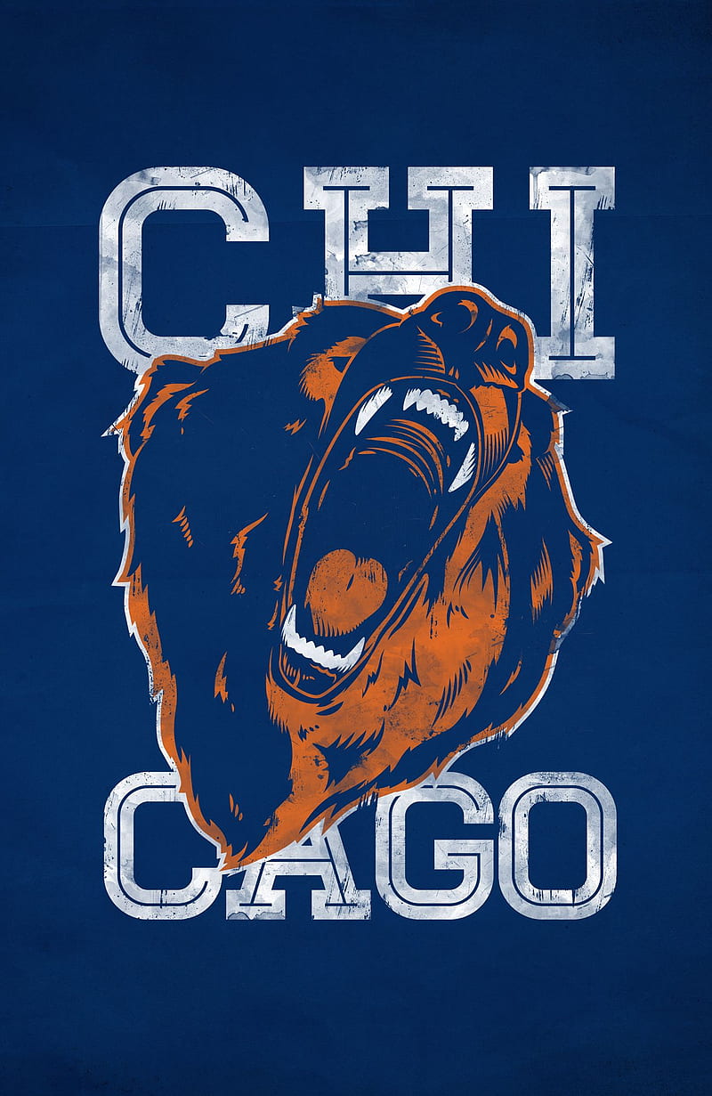 Chicago Bears, bears, blue, chicago, da bears, football, logo, nfl, orange, windy city, HD phone wallpaper