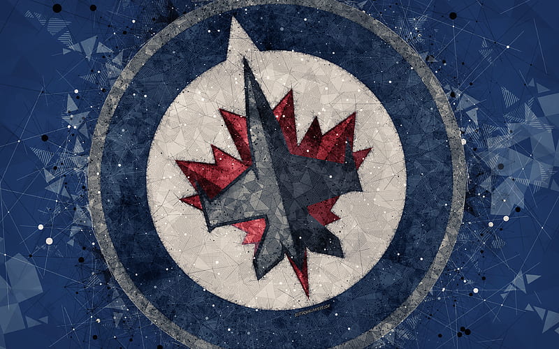 Winnipeg Jets Canadian hockey club, creative art, logo, creative geometric art, emblem, NHL, gray abstract background, Winnipeg, Manitoba, Canada, USA, hockey, National Hockey League, HD wallpaper