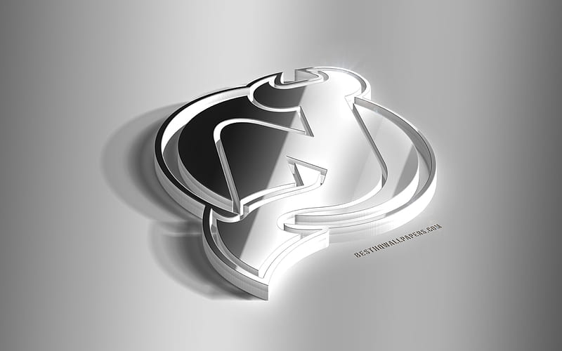 New Jersey Devils, 3D steel logo, American Hockey Club, 3D emblem, NHL, New York, USA, National Hockey League, New Jersey Devils metal emblem, hockey, creative 3d art, HD wallpaper