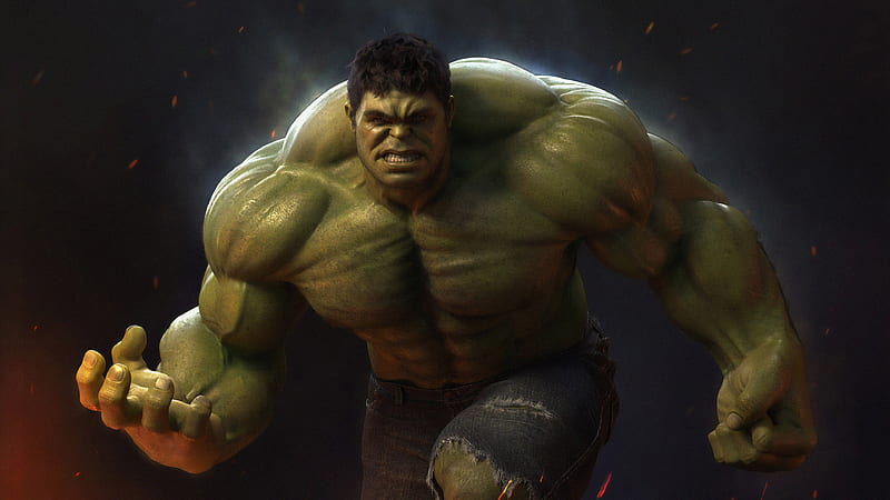 Hulk, hulk, superheroes, digital-art, artwork, HD wallpaper
