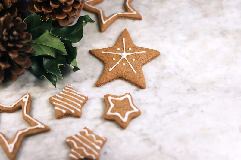 star cookies near acorn, HD wallpaper