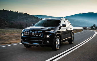 Jeep Cherokee, 2019 front view, exterior, new black Cherokee, American cars, Jeep, HD wallpaper