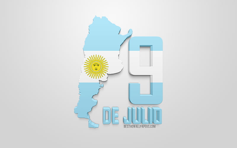 Independence of Argentina, July 9, Argentine Declaration of Independence, Argentine national holiday, 3d map silhouette of Argentina, national holidays of Argentina, HD wallpaper